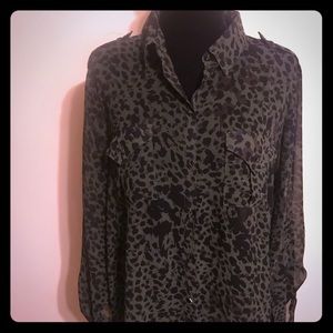 Animal print button down blouse